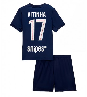 Paris Saint-Germain Vitinha #17 Hemmaställ Barn 2025-26 Kortärmad (+ Korta byxor)